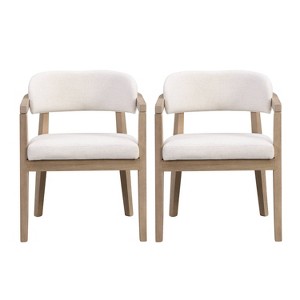 Christopher Knight Home Set of 2 Robert Upholstered Rubberwood Dining Chairs Beige/Light Brown - 1 of 4