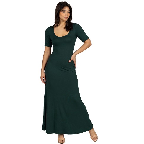 24seven Comfort Apparel Womens Casual Maxi Dress With Sleeves HUNTER M