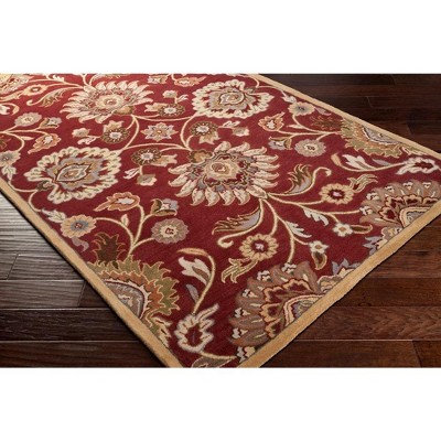 Eckville Burgundy Wool Tufted Rectangular 5' x 8' Area Rug
