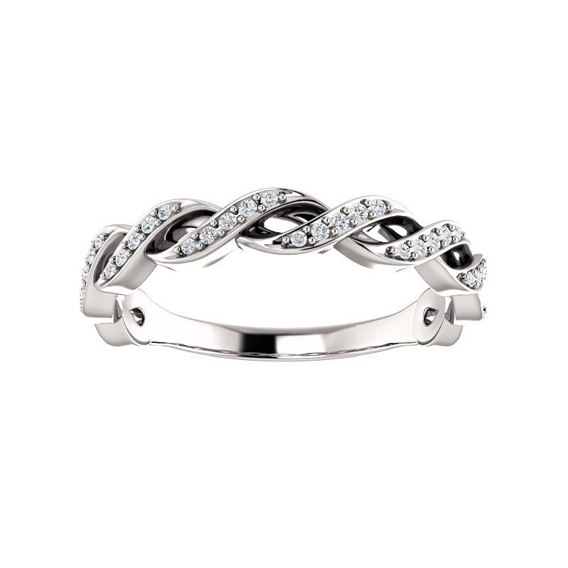 Pompeii3 1/8ct Diamond Infinity Wedding Ring Womens Stackable Wedding Band 14k White Gold, 1 of 5