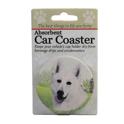 Car Coaster 2.5" White German Shepherd Coaster Abosrbant Pet Dog E & S Pet  -  Coasters