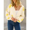 Womens Cardigan Floret Sweater Knit Sweater Cardigan Long Sleeve Warm Knitwear Cropped Cardigan with Lantern Sleeve - 3 of 4