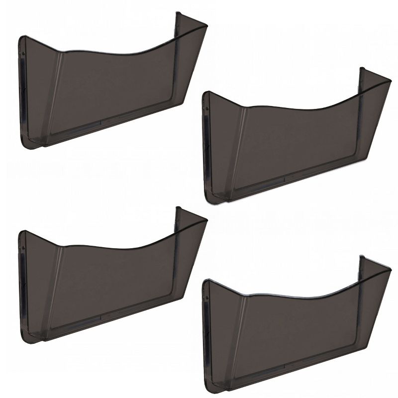 Azar Displays Dark Gray/Smoke Plastic Wall Mount File Holder with Magnets, 4-Pack, 3 of 7
