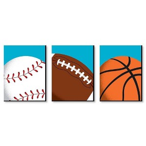 Big Dot of Happiness Go, Fight, Win - Sports Themed Nursery Wall Art, Kids Room Decor & Game Room Home Décor - 7.5 x 10 inches - Set of 3 Prints - 1 of 4