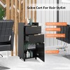 Karl Home Black Wooden Mobile Salon Trolley Cart with Wheels and 2 Drawers - 4 of 4