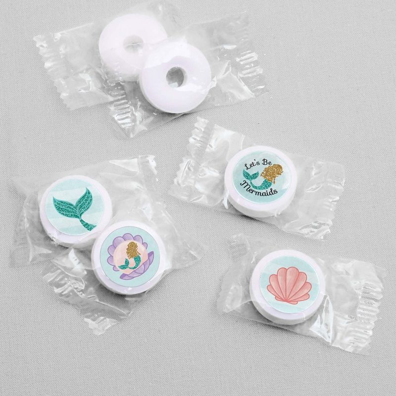 Big Dot of Happiness Let's Be Mermaids - Baby Shower or Birthday Party Round Candy Sticker Favors - Labels Fits Chocolate Candy (1 sheet of 108), 3 of 7