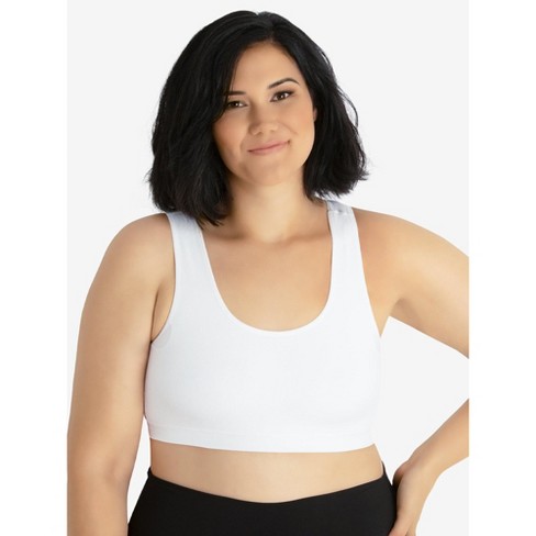 Leading Lady The Laurel - Seamless Comfort Front-Closure Bra in White,  Size: Large