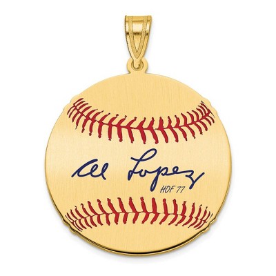 Black Bow Jewelry 14K Gold Plated Al Lopez Signature MD Enamel Baseball Pendant