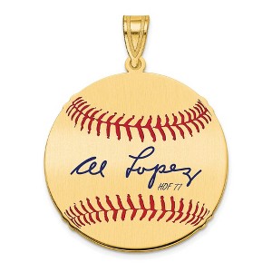 Black Bow Jewelry 14K Gold Plated Al Lopez Signature MD Enamel Baseball Pendant - 1 of 4