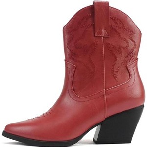 Soda “BLAZING” Women's Western Ankle Boots, Stitched, Pointed Toe, Low Heel - 1 of 4