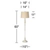 360 Lighting Vintage Shabby Chic Floor Lamp 60" Tall Antique White Washed Burlap Drum Shade for Living Room Reading Bedroom Office - 4 of 4