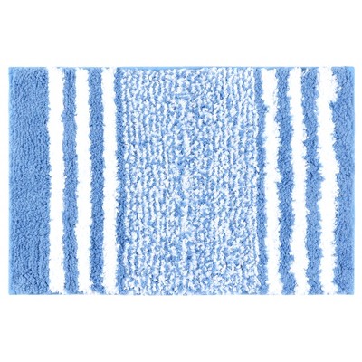 Piccocasa Microfiber Striped Bathroom Rugs Shaggy Soft Thick Water Absorbent  Bath Mat Blue White 17x24 : Target
