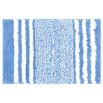Unique Bargains Non-Slip Extra Soft and Absorbent Fluffy Striped Microfiber Bathroom Floor Mat Bath Rugs