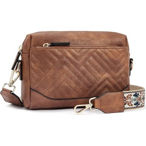 Quilted Crossbody Bags for Women Vegan Leather Purses Small Shoulder Handbags with Wide Strap - 1 of 4