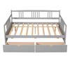 Full Size Wooden Daybed with 2 Drawers, Wood Slat Support, Safety Guardrails Sofa Day Bed Frame for Bedroom, Living Room No Box Spring Needed - 4 of 4