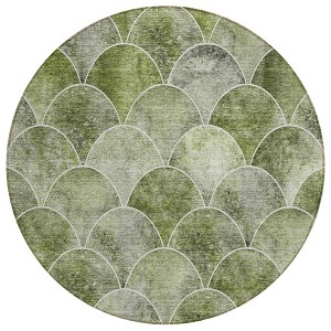 Green And Ivory Abstract Washable Indoor Outdoor Area Rug - 1 of 4