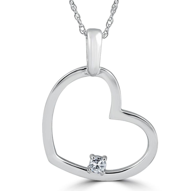 Pompeii3 Solitaire Diamond Heart Shape Pendant Necklace in White, Yellow, or Rose Gold, 1 of 5