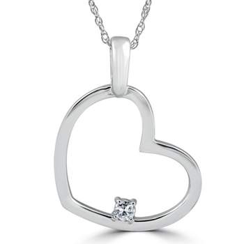 Pompeii3 Solitaire Diamond Heart Shape Pendant Necklace in White, Yellow, or Rose Gold