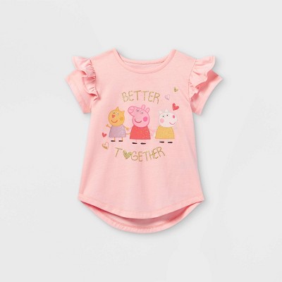 Toddler Girls' Peppa Pig 'Better Together' Short Sleeve Graphic T-Shirt - Pink 2T