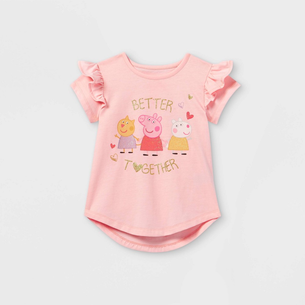 4T Toddler Girls' Peppa Pig 'Better Together' Short Sleeve Graphic T-Shirt - Pink 4T