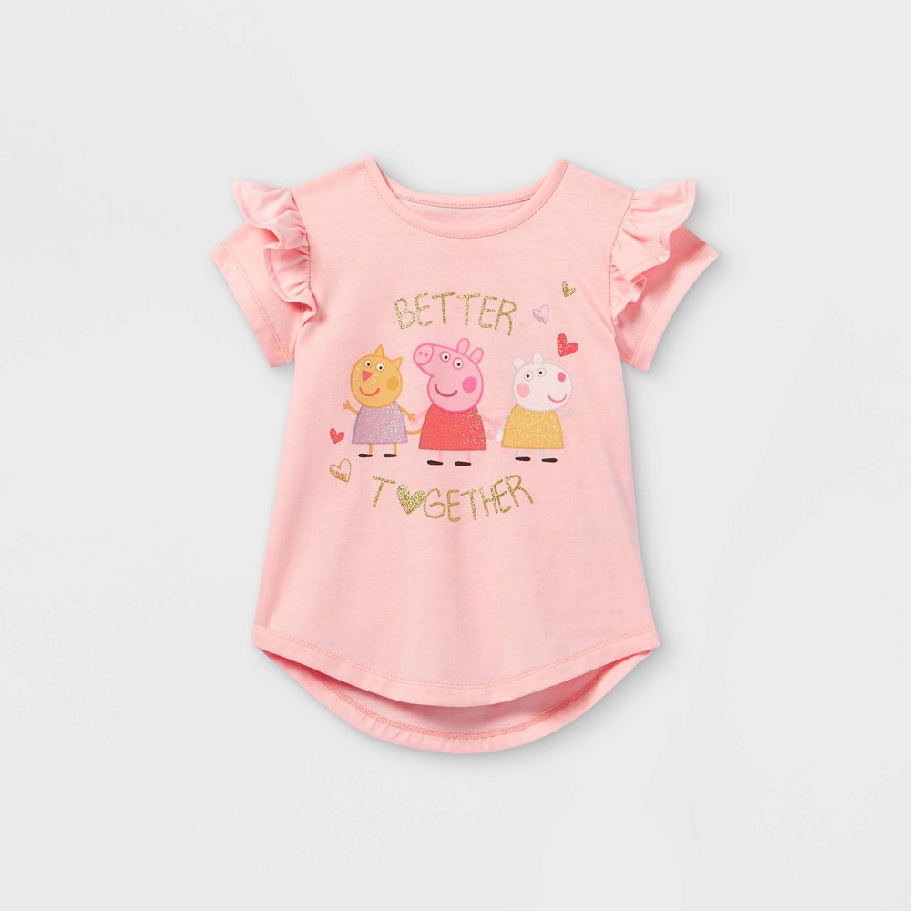 Toddler Girls' Peppa Pig 'Better Together' Short Sleeve Graphic T-Shirt - Pink 3T (2 shirts)