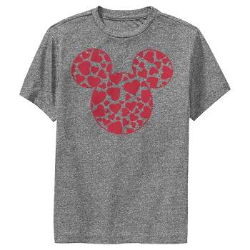 Boy's Disney Mickey Mouse Logo Filled With Hearts Performance Tee