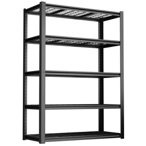 VYNXARIA 59" Wide Black Metal Shelving Unit with 5 Removable Dividers - Heavy-Duty Storage for Garage, Kitchen, and Office - 1 of 4