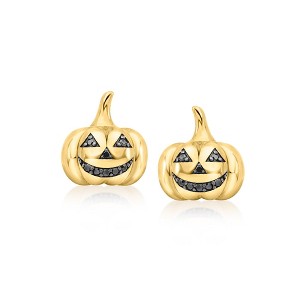 Ross-Simons 0.10 ct. t.w. Black Diamond Jack-O'-Lantern Earrings in 18kt Gold Over Sterling - 1 of 3