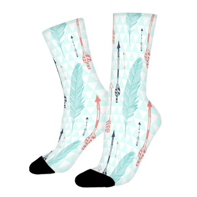 Arrows And Feathers Women Printed Crew Socks Funny Funky Socks Soft Polyester Novelty Gifts for Artists Men
