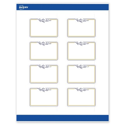 Avery 2" x 3" Labels, Gold & Navy Border with Florals, 80 ct