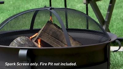 30-Inch Black Steel Mesh Fire Pit Spark Screen with Handle