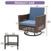 3 Piece Patio Furniture Sets Indoor Outdoor Swivel Chairs with Rattan Side Table - 2 of 4