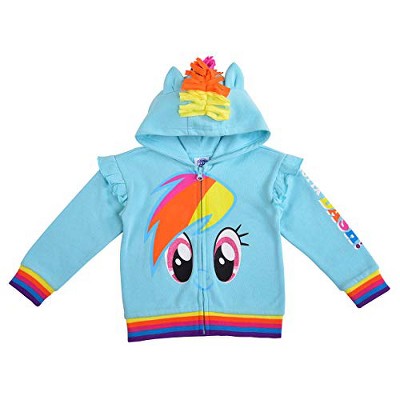 My Little Pony Girl's Zip Up Fashion Hoodie With 3d Ears And Mane For ...