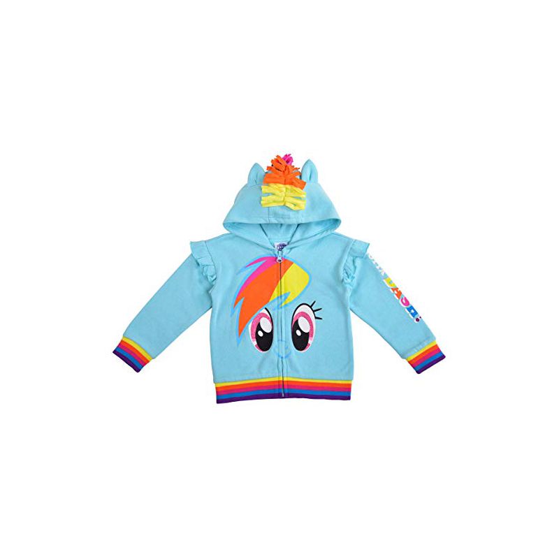 My Little Pony Girl's Zip Up Fashion Hoodie with 3D Ears and Mane For Kids, 1 of 5
