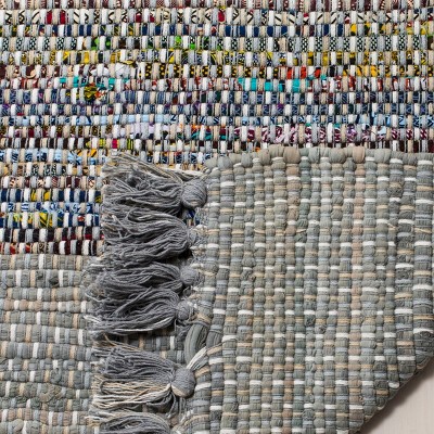 Gray Handwoven Cotton Rectangular Area Rug, 3' x 5'