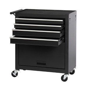 MAYEERTY 4-Drawer Rolling Tool Chest with Cabinet, Heavy-Duty Steel Tool Cart for Garage, Workshop, Repair Shop, Black - 1 of 4