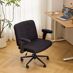 VINGLI Criss Cross Chair with Adjustable Flip-Up Arms,Cross Legged Chair with Wheels,Extra Wide Office Chair,Desk Chair,Starry Chenille - 1 of 4