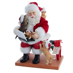 Kurt Adler 9 Inch Fabriché Santa with Laptop and Pets - 1 of 4