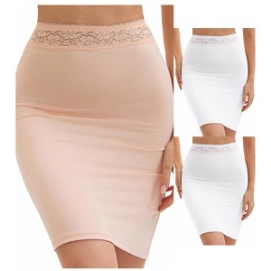 INSPIRE CHIC 3 Packs Anti-Static Half Slips for Women Soft Underskirt Short Mini Skirt with Floral Lace Waistband - 1 of 4