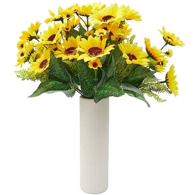 4 Bouquet Yellow Sunflowers Artificial Fake Flowers for Floral Home Decorations