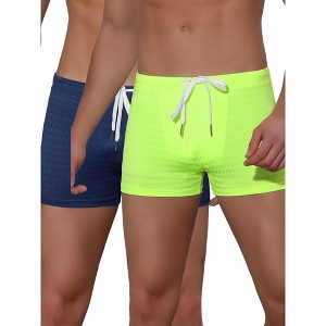 Lars Amadeus Men's Solid Color Drawstring Waist Summer Beach Swimming Trunks 2 Pack - 1 of 4