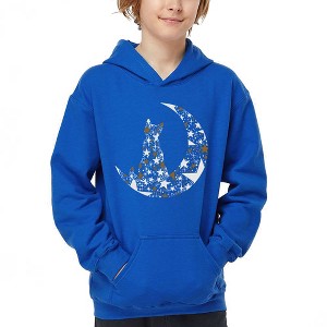 LA Pop Art Cat Sitting On Moon - Boy's Word Art Hooded Sweatshirt - 1 of 4