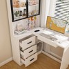 Okak 43.31IN Modern L Shaped Desk with Glass Cabinets, Corner Desk with Storage Shelves and Keyboard Tray, Computer Desk for Home, Office - 3 of 4