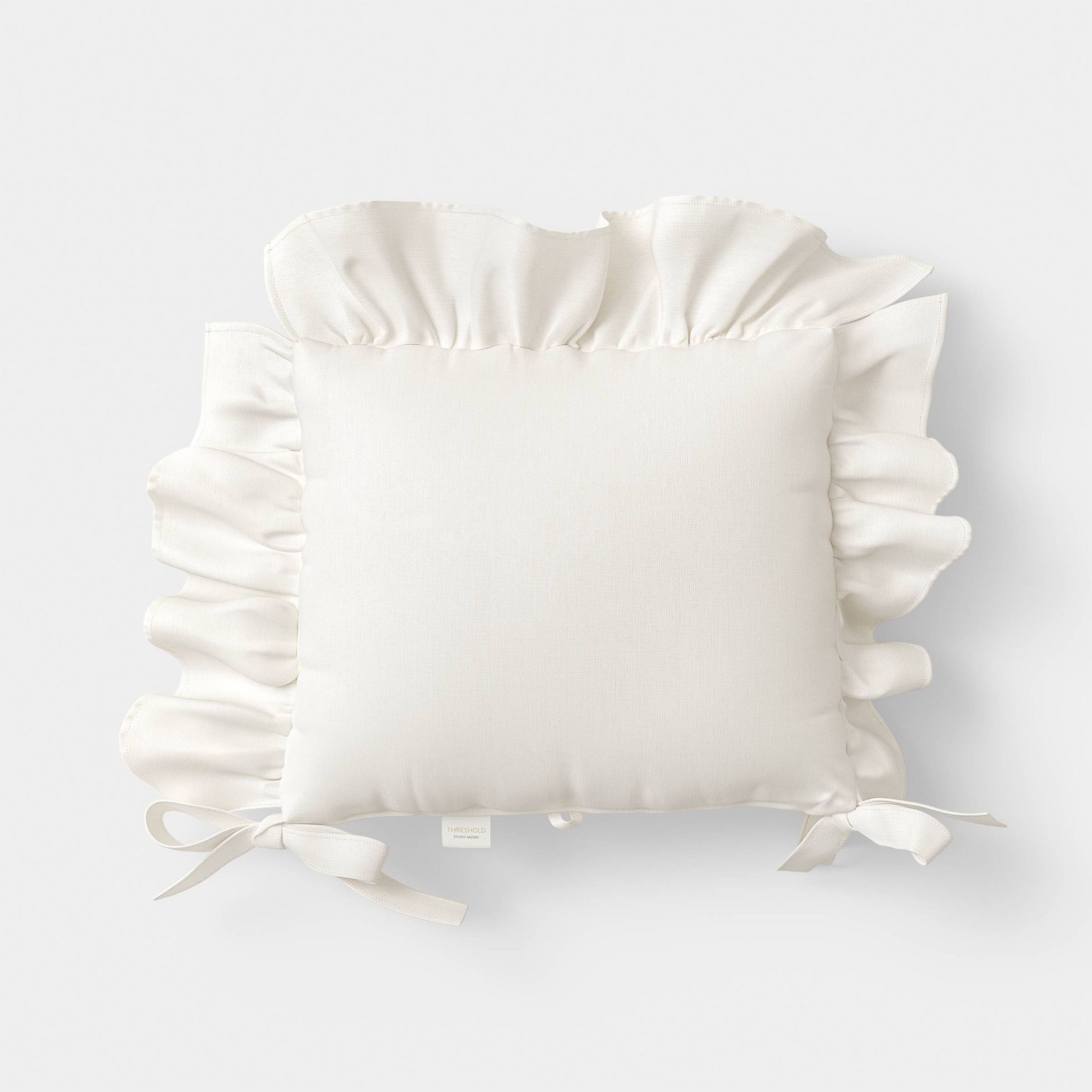 18"x20" Ruffle Outdoor Patio Seat Cushion Ivory - Threshold™ designed with Studio McGee