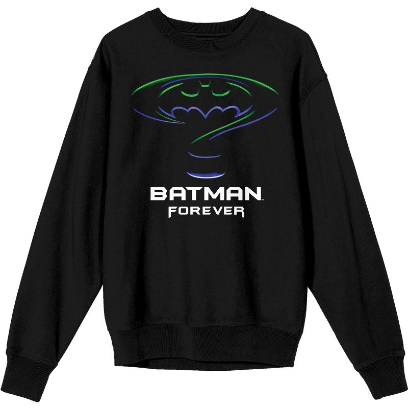 Batman Forever Movie Logo Men's Black Long Sleeve Sweatshirt, 1 of 3