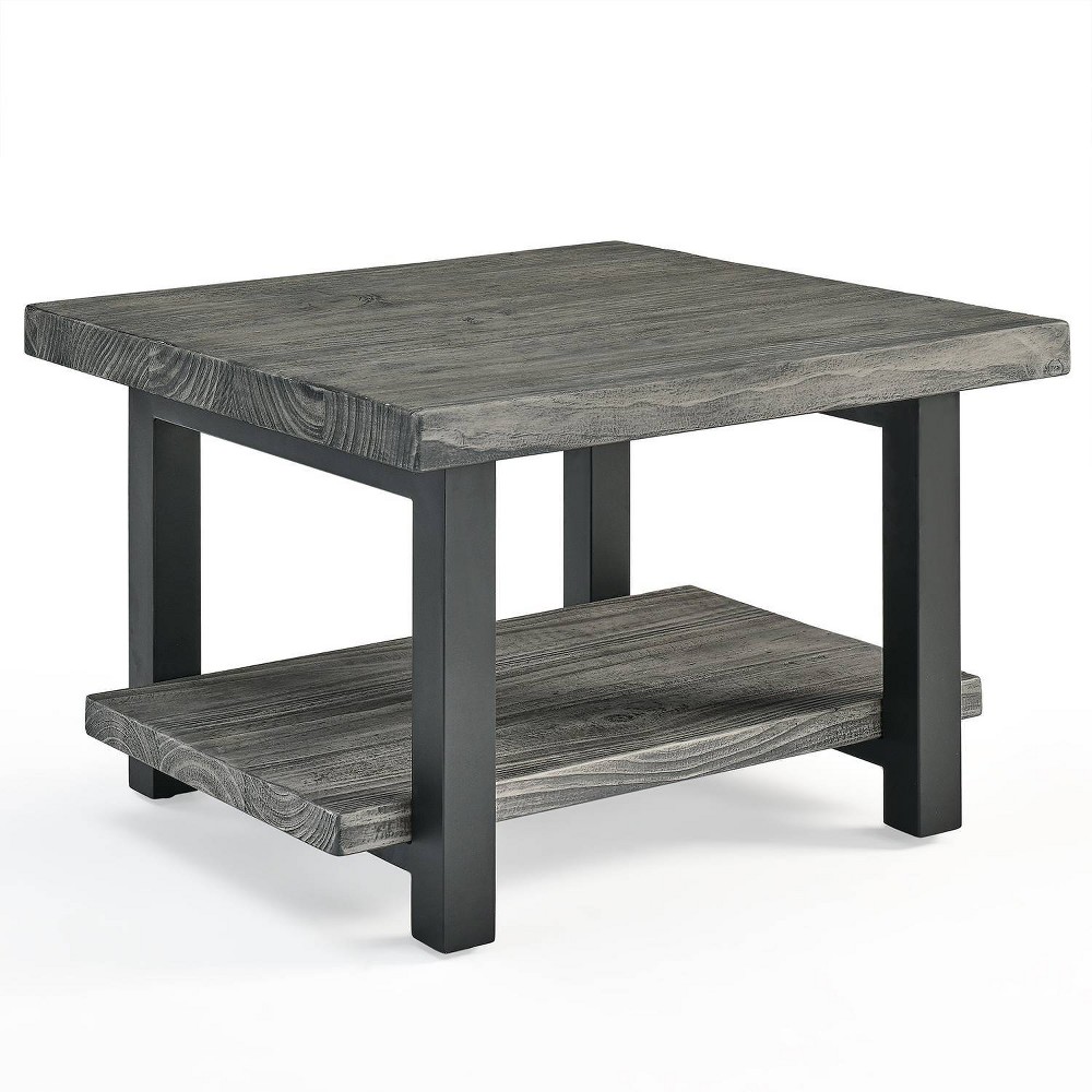 Photos - Coffee Table 27" Pomona Metal and Reclaimed Wood Square  Slate Gray - Alate