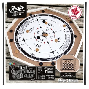 The Rustik Oven: 3-In-1 Deluxe Crokinole, Checkers & Chess W/ Wooden Playing Board & Components - 1 of 4