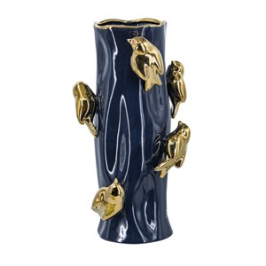 ChicFurnit Decorative Vases Elegant Flower Vase Jarron Florero Bird Decor Vase Tabletop Vase Modern Vase for Living Room, Blue, 8"*8"*15.5" - 1 of 4