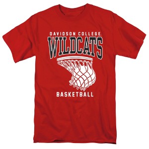 Davidson College Basketball Hoop Adult T-Shirt Red - 1 of 4