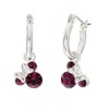 Disney Minnie Mouse Silver Plated Hoop Latch Back Birthstone Earrings - 4 of 4